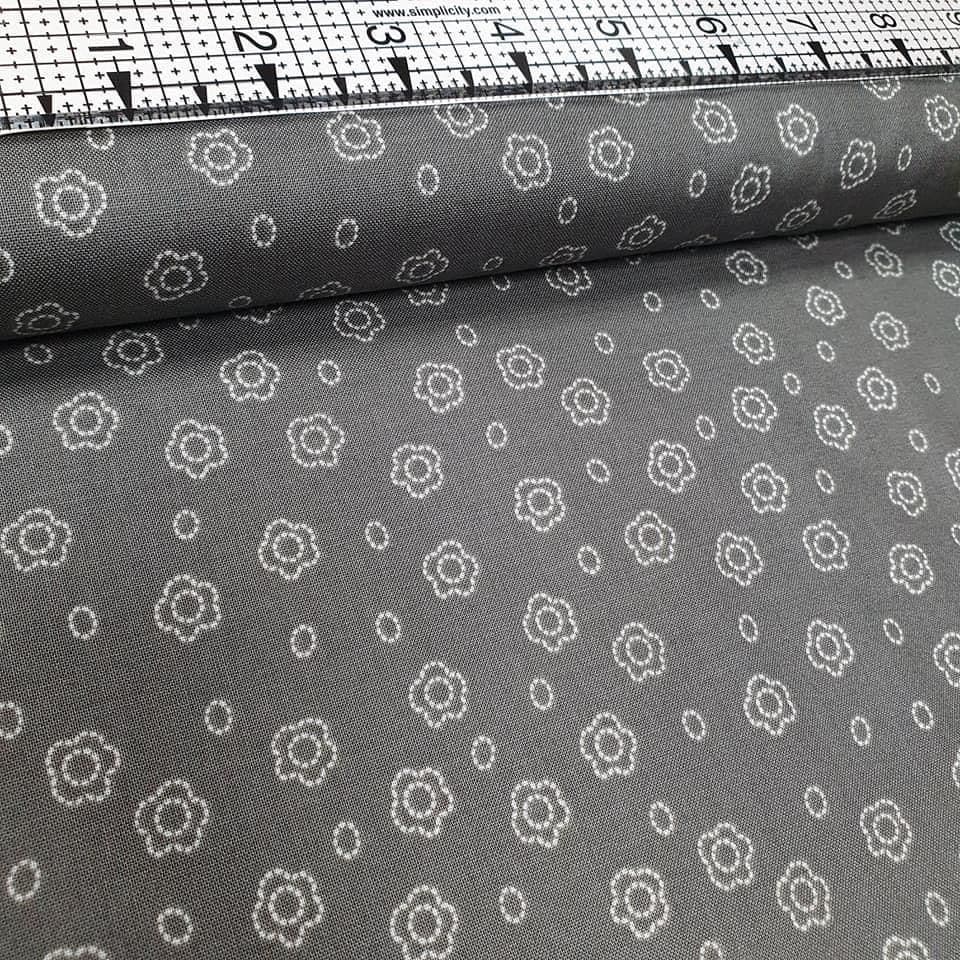 Stof - Handmade Style Daisy Grey 100% Cotton Fabric