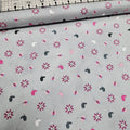 Stof - Hollies Flowers Birds Grey 100% Cotton Fabric