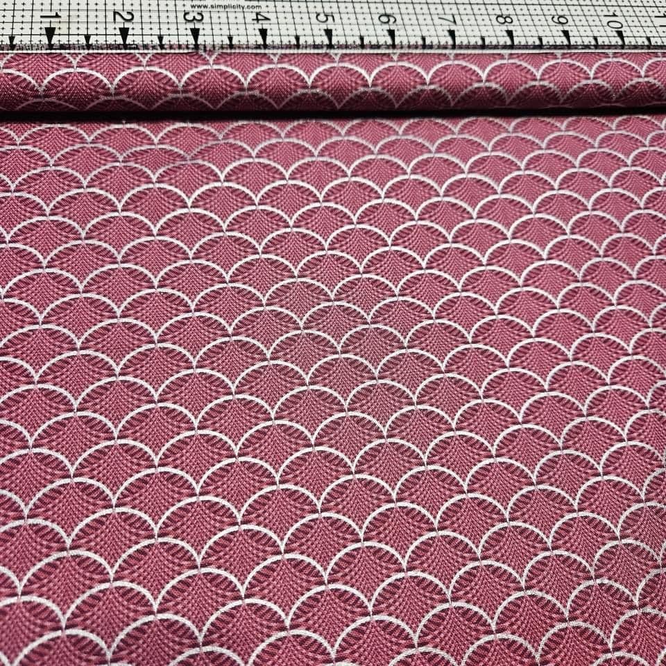 Stof - Its Snowflake Scallop Rouge Metallic 100% Cotton Fabric