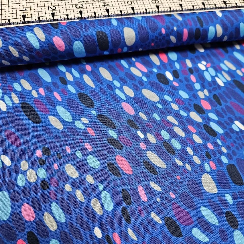 Stof - Leaves of Light Multi Blue 100% Cotton Fabric