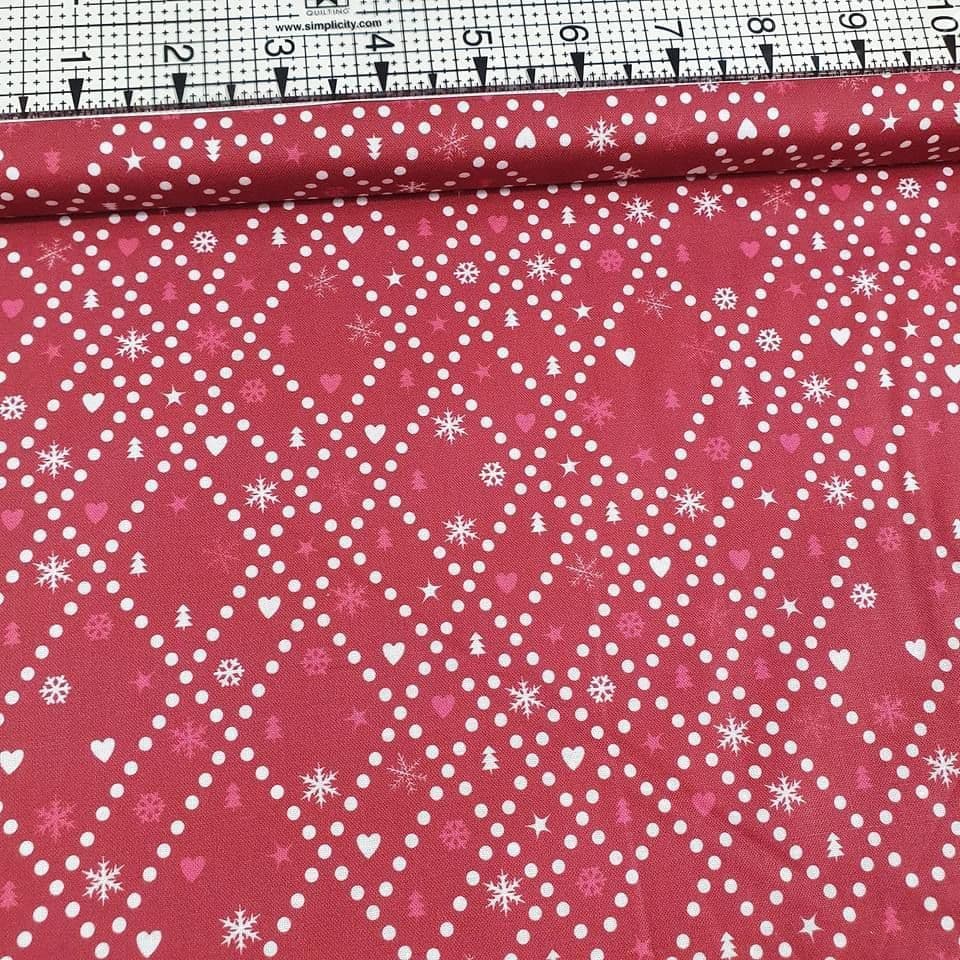 Stof - Little Christmas Eve Tinies Red 100% Cotton Fabric