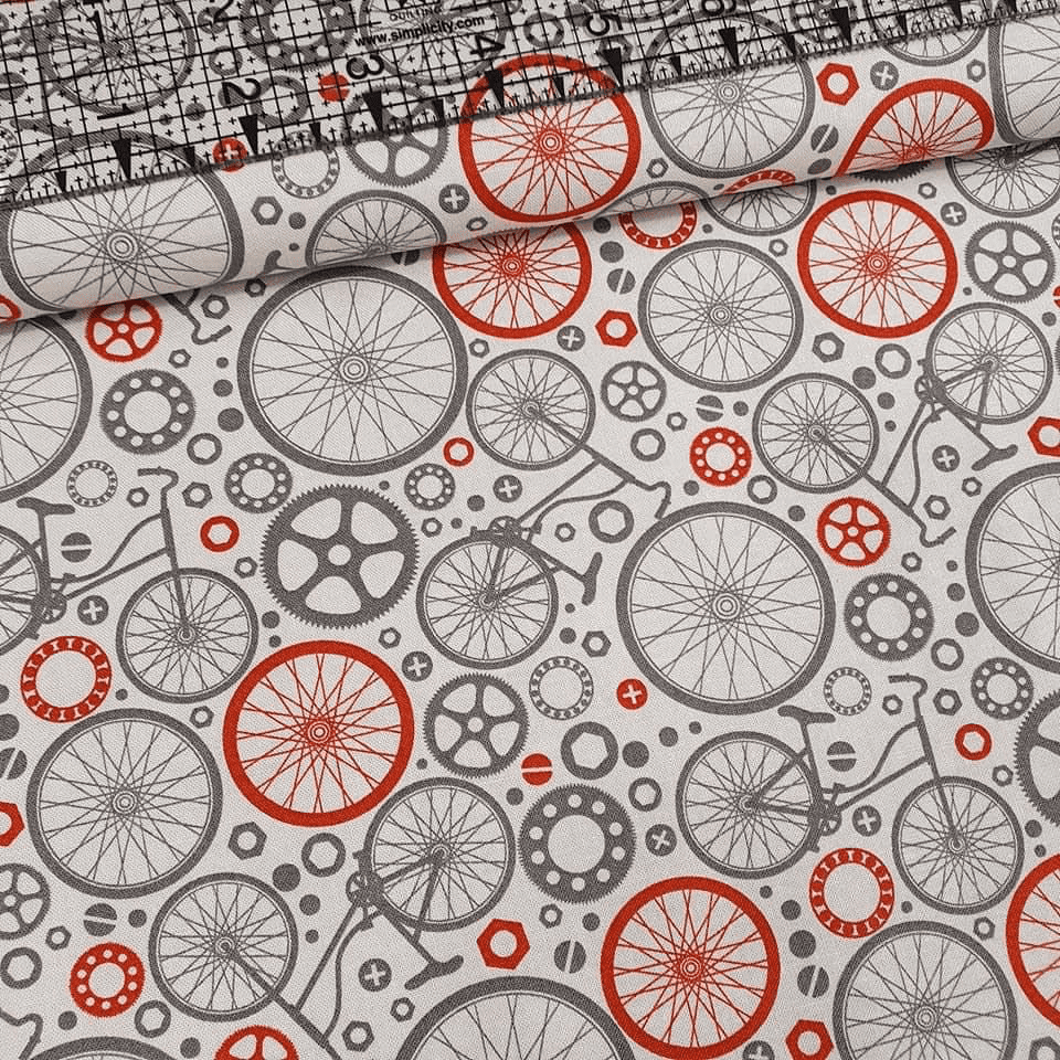 Stof - Live City Bicycles Neutral 100% Cotton Fabric