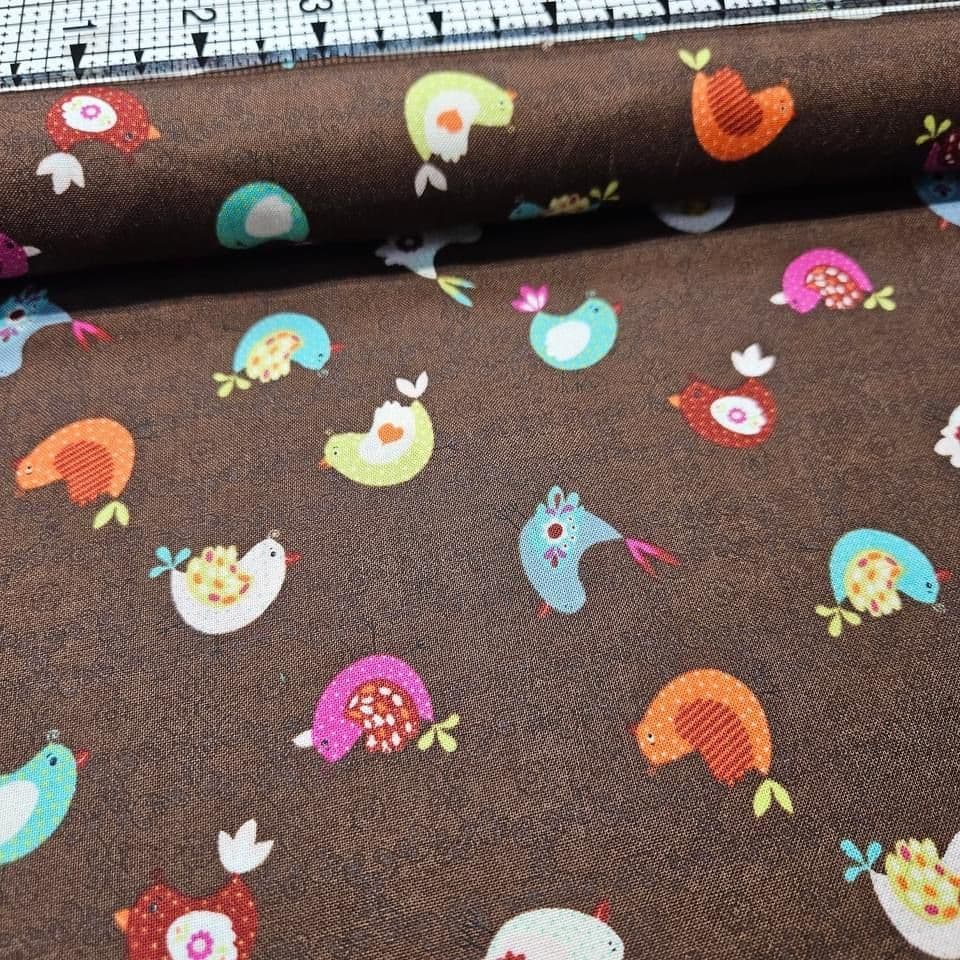Stof - Minimized Style Birds Brown 100% Cotton Fabric