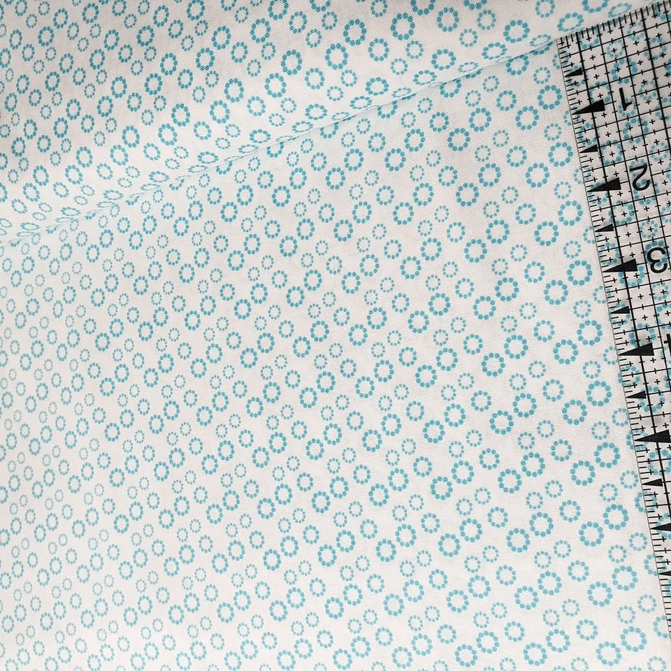 Stof - New Nordic Circle Dots Aqua 100% Cotton Fabric