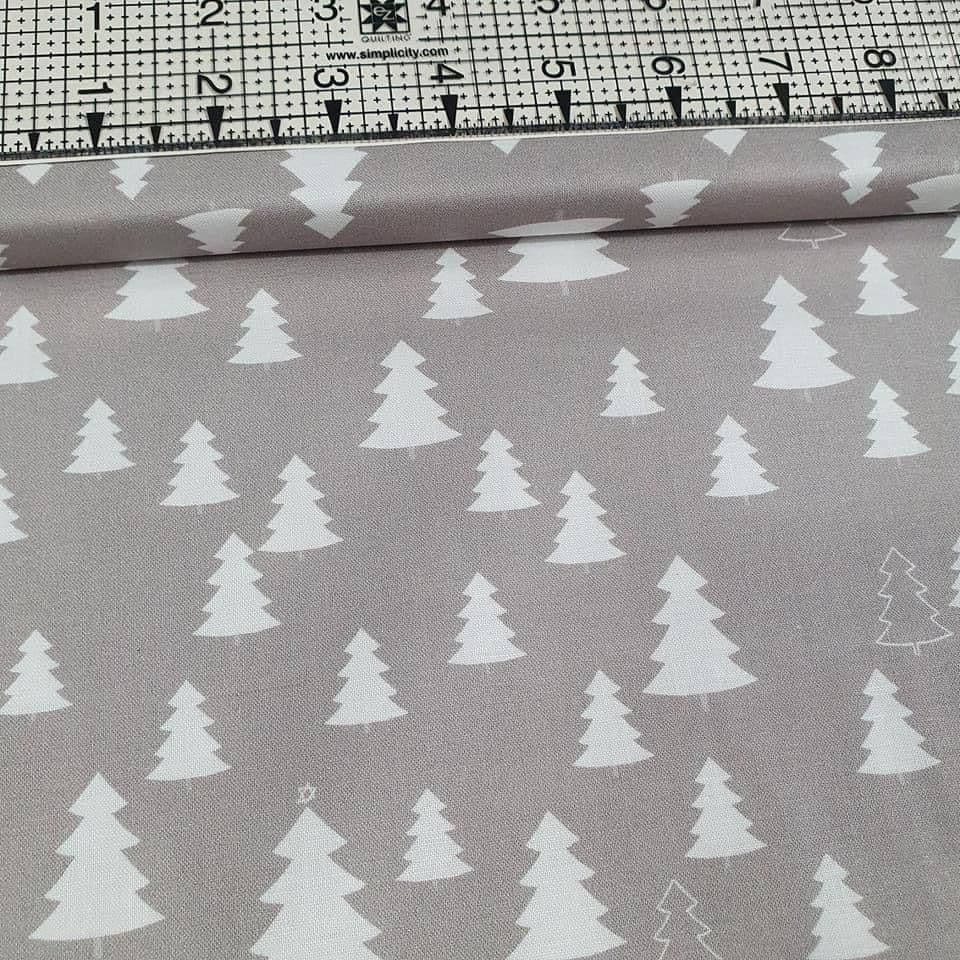 Stof - Nordic Hygge Christmas Trees Grey 100% Cotton Fabric