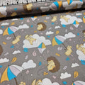 Stof - Off to Dreamland Hedgehog Umbrella Grey 100% Cotton Fabric
