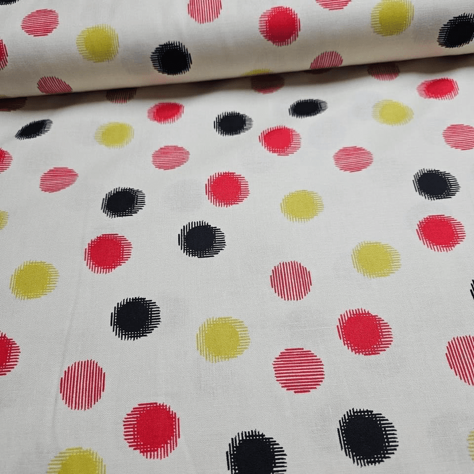 Stof - Once Around Dots Dance HC4503 White 100% Cotton Fabric