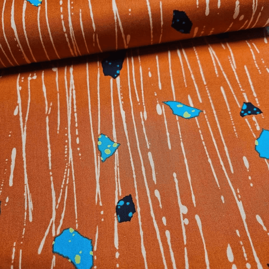 Stof - Once Around - Pieces in the Rain Orange 100% Cotton Fabric