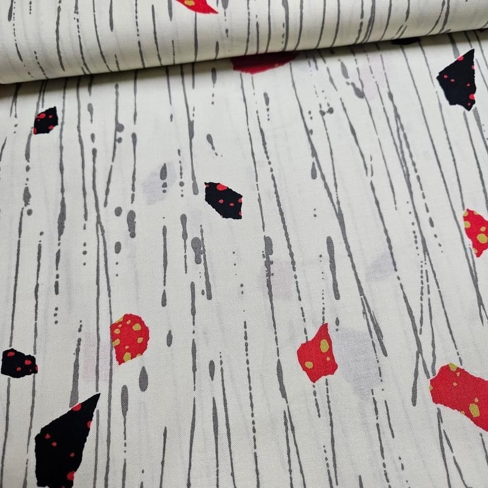 Stof - Once Around - Pieces in the Rain White 100% Cotton Fabric
