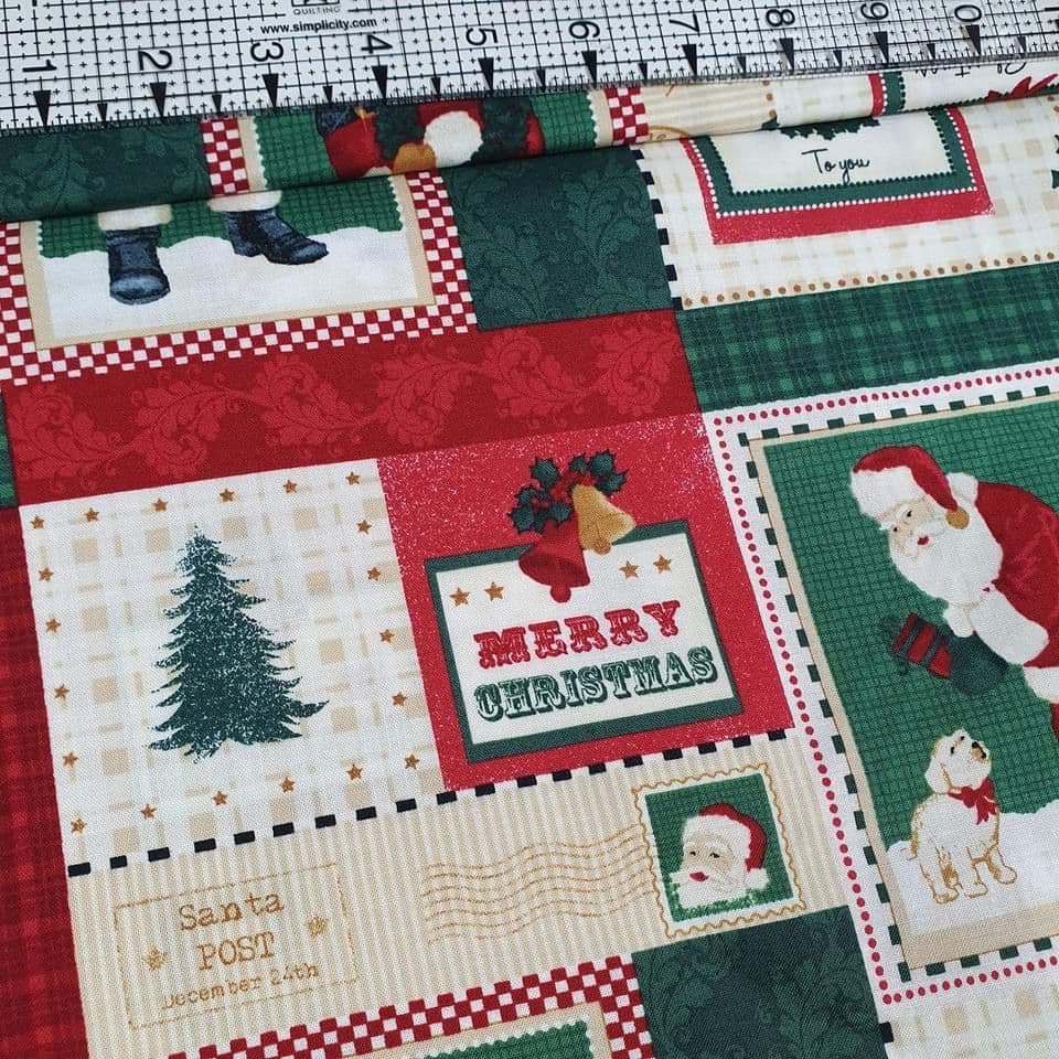 Stof - Papa Noel Christmas Patchwork 100% Cotton Fabric