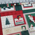 Stof - Papa Noel Christmas Patchwork 100% Cotton Fabric - Crafts and Quilts