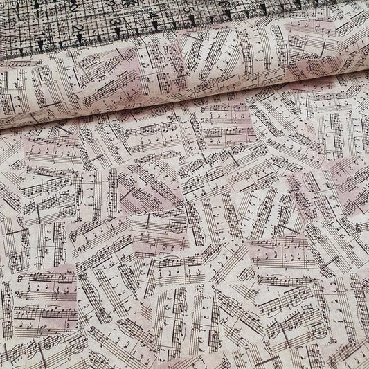 Stof - Piano Forte Music Beige 100% Cotton Fabric