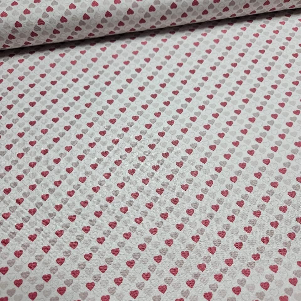 Stof - Quilters Basic Harmony Hearts Neutral 100% Cotton Fabric