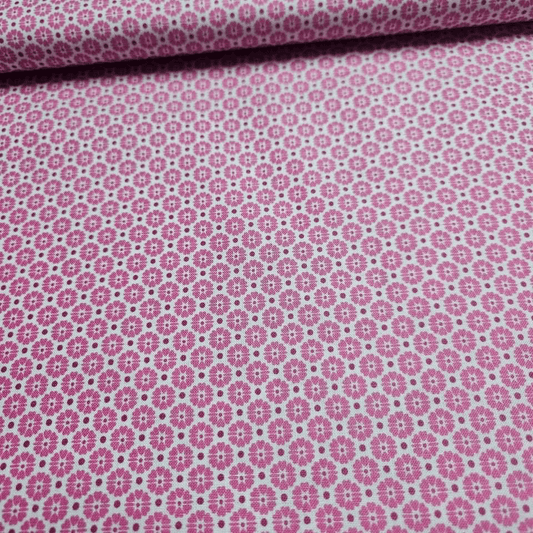 Stof - Quilters Basics Daisy Pink Blue 4517 100% Cotton Fabric