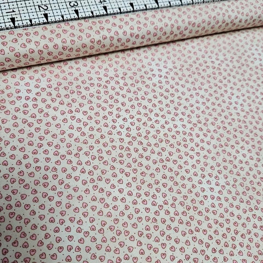 Stof - Quilters Basics Dusty Style Hearts Neutral 100% Cotton Fabric