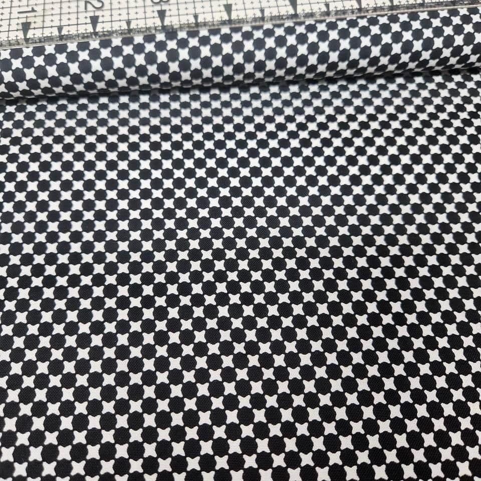 Stof - Quilters Basics Harmony Black White Grid 100% Cotton Fabric