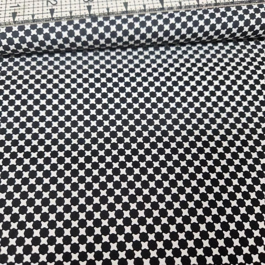 Stof - Quilters Basics Harmony Black White Grid 100% Cotton Fabric