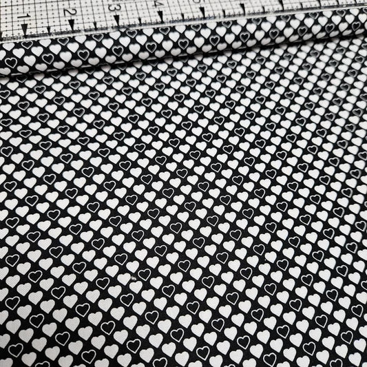 Stof - Quilters Basics Harmony Black White Hearts 100% Cotton Fabric