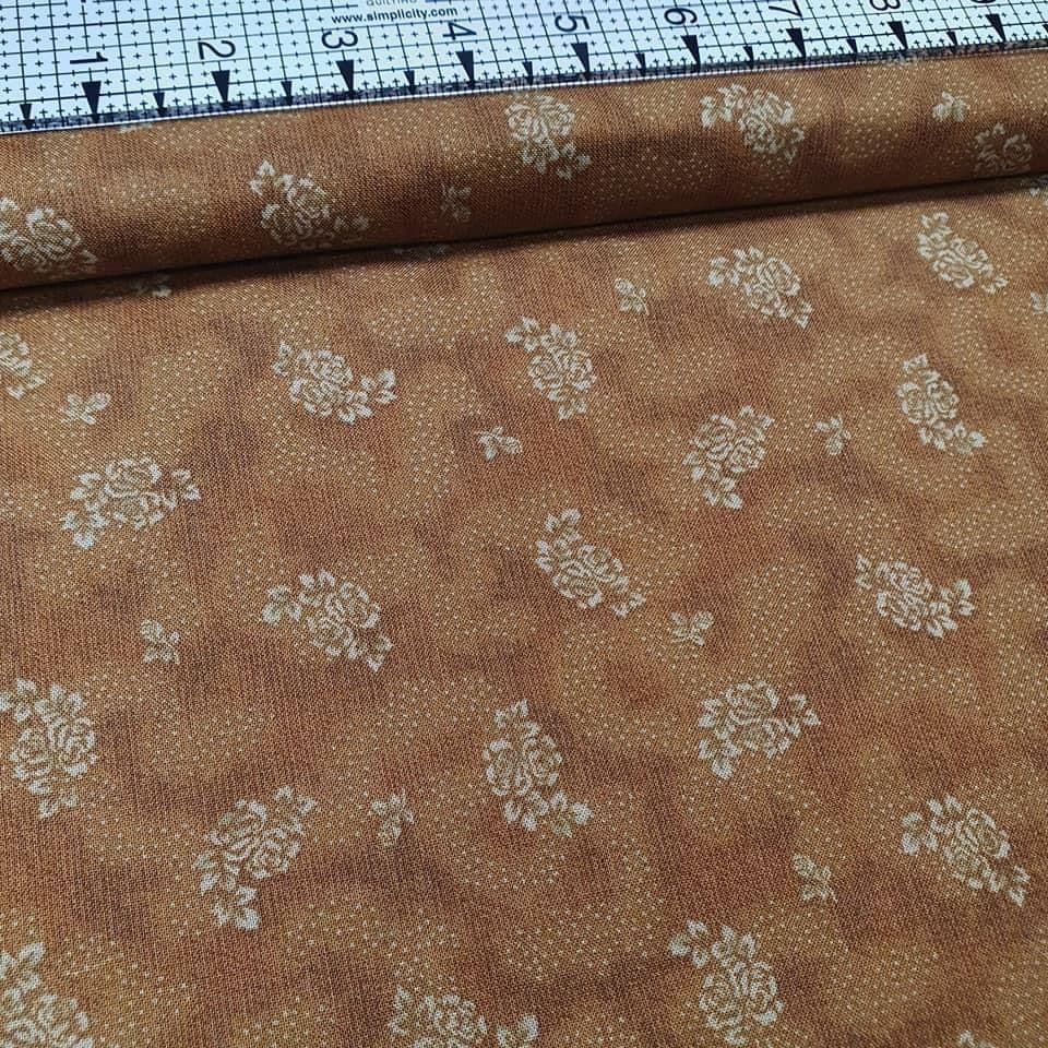 Stof - Quilters History Floral Brown 100% Cotton Fabric