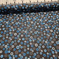 Stof - Rainbow Colours Circles Blue on Black 100% Cotton Fabric