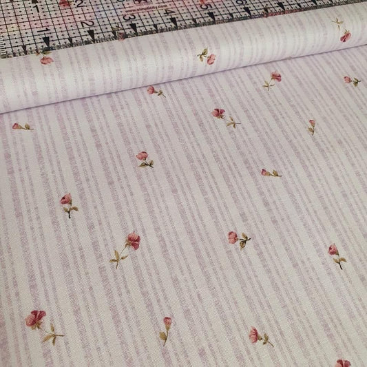 Stof - Romance Rose Stripe Mauve 100% Cotton Fabric