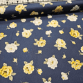 Stof - Sofia Rose Lemon Roses on Blue 100% Cotton Fabric - Crafts and Quilts