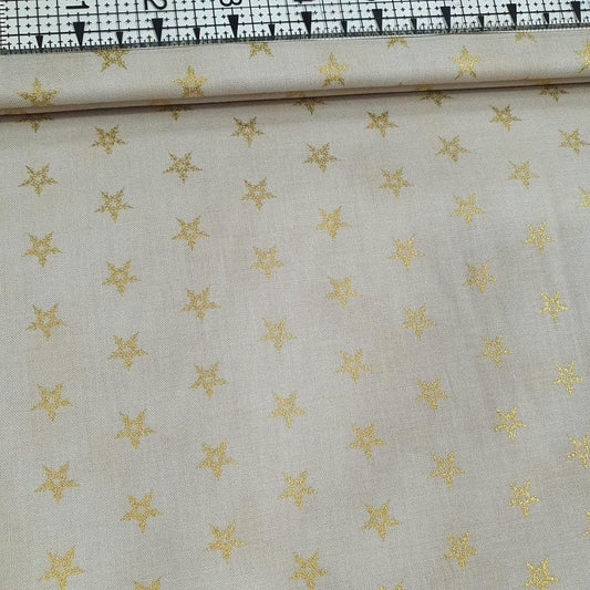 Stof - Sparkle Gold and Beige Star 100% Cotton Fabric