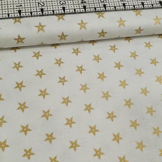 Stof - Sparkle Gold Star 100% Cotton Fabric