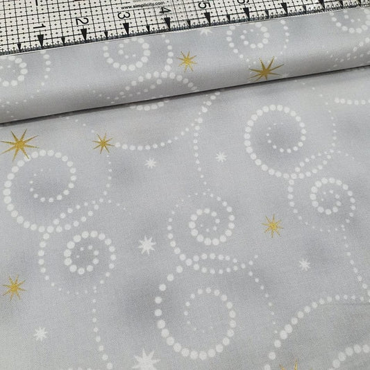 Stof - Starlight Silver Swirl Metallic 100% Cotton Fabric