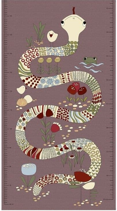 Stof - The Snake and I Purple Height Chart Fabric Panel