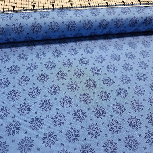 Stof - Tiled Up Flowers Blue 100% Cotton Fabric
