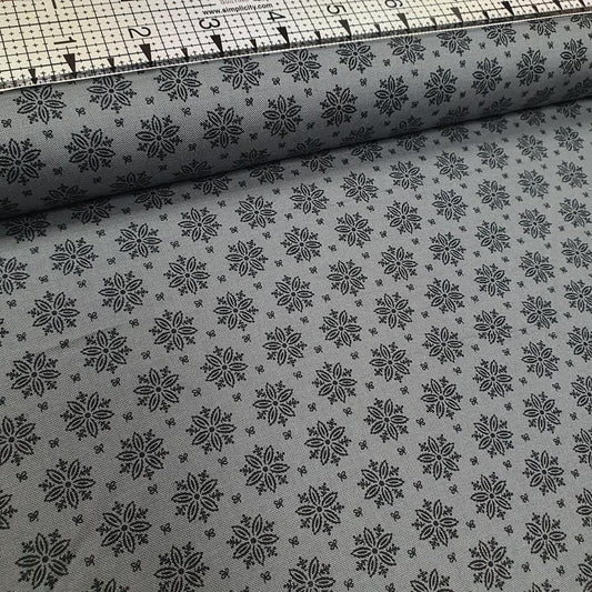 Stof - Tiled Up Flowers Grey 100% Cotton Fabric