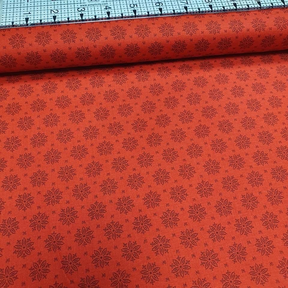 Stof - Tiled Up Flowers Red 100% Cotton Fabric