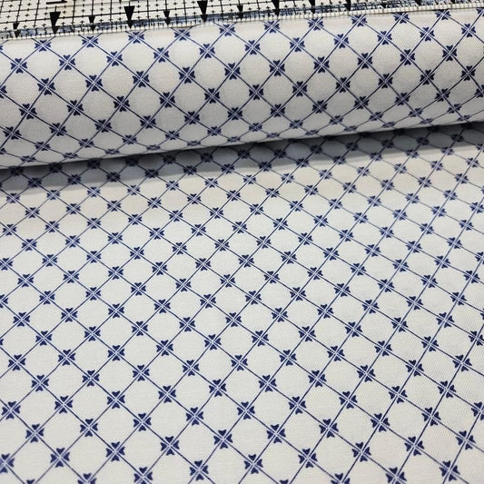 Stof - Tiled Up On Point Blue 100% Cotton Fabric