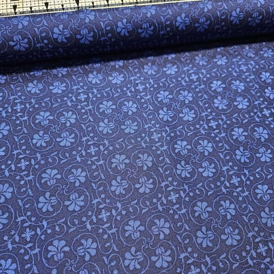 Stof - Tiled Up Vine Blue 100% Cotton Fabric