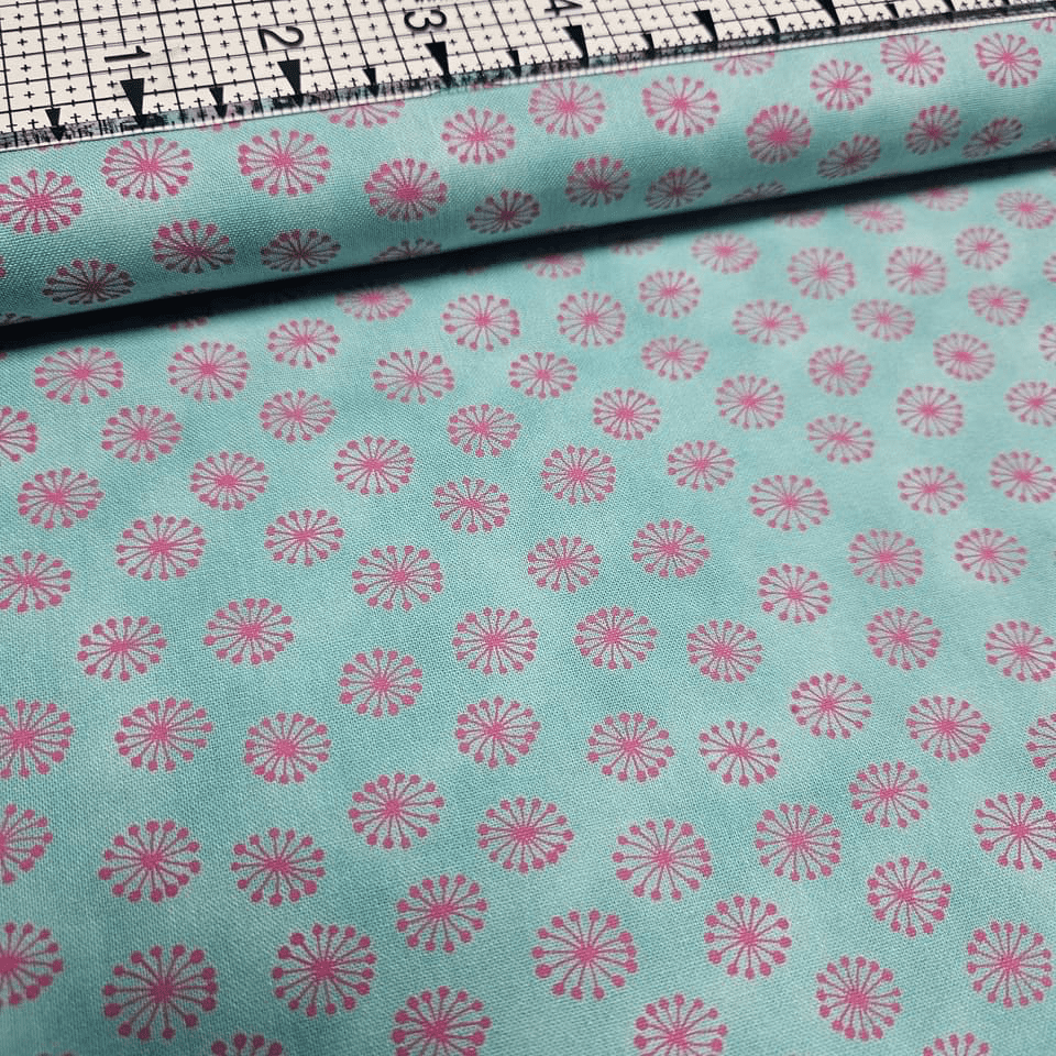 Stof - True Love Teal Burst 100% Cotton Fabric