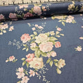 Stof - Vintage Roses Bouquet Blue 100% Cotton Fabric