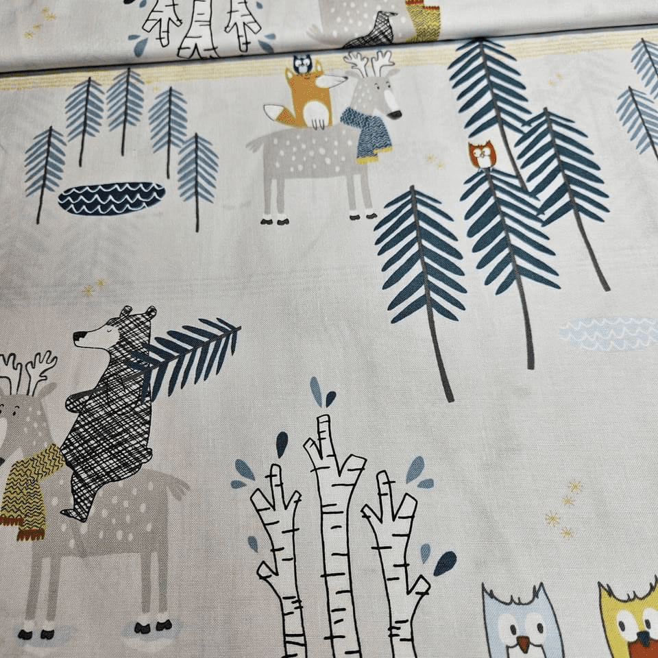 Stof - Woodie Winterland Winter Fun 100% Cotton Fabric