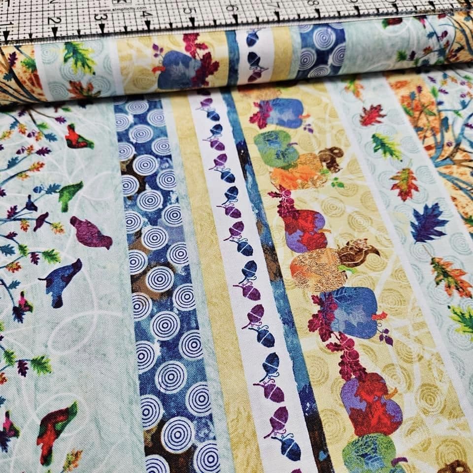 Studio E - Autumn Hues Border Stripe 100% Cotton Fabric