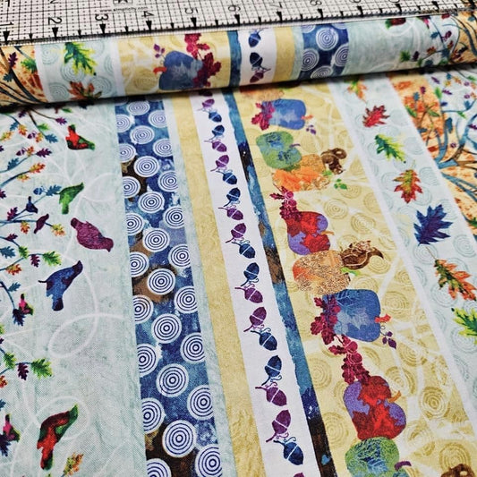 Studio E - Autumn Hues Border Stripe 100% Cotton Fabric