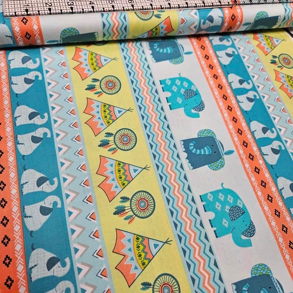 Studio E - Boho Baby Border Stripe 100% Cotton Fabric