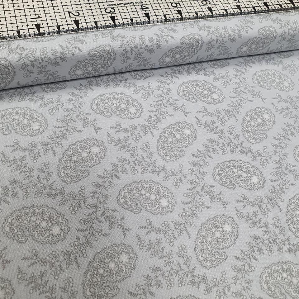 Studio E - Cream and Sugar VII Grey Paisley 100% Cotton Fabric
