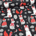 Studio E - Snow Delightful Woodland Animals Black 100% Cotton Fabric - Crafts and Quilts