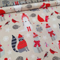 Studio E - Snow Delightful Woodland Animals Cream 100% Cotton Fabric
