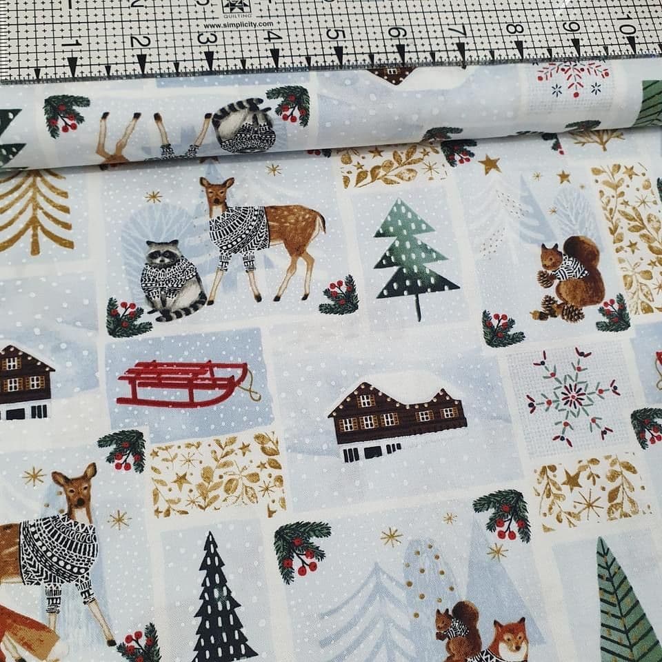 Studio E - Snowy Magic Forest Friends 100% Cotton Fabric