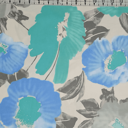 Poplin - Bold Blooms Blues 60" Wide Premium 100% Cotton Fabric