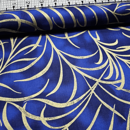 Timeless Treasures - Plume Gold Blue CM8664 100% Cotton Fabric