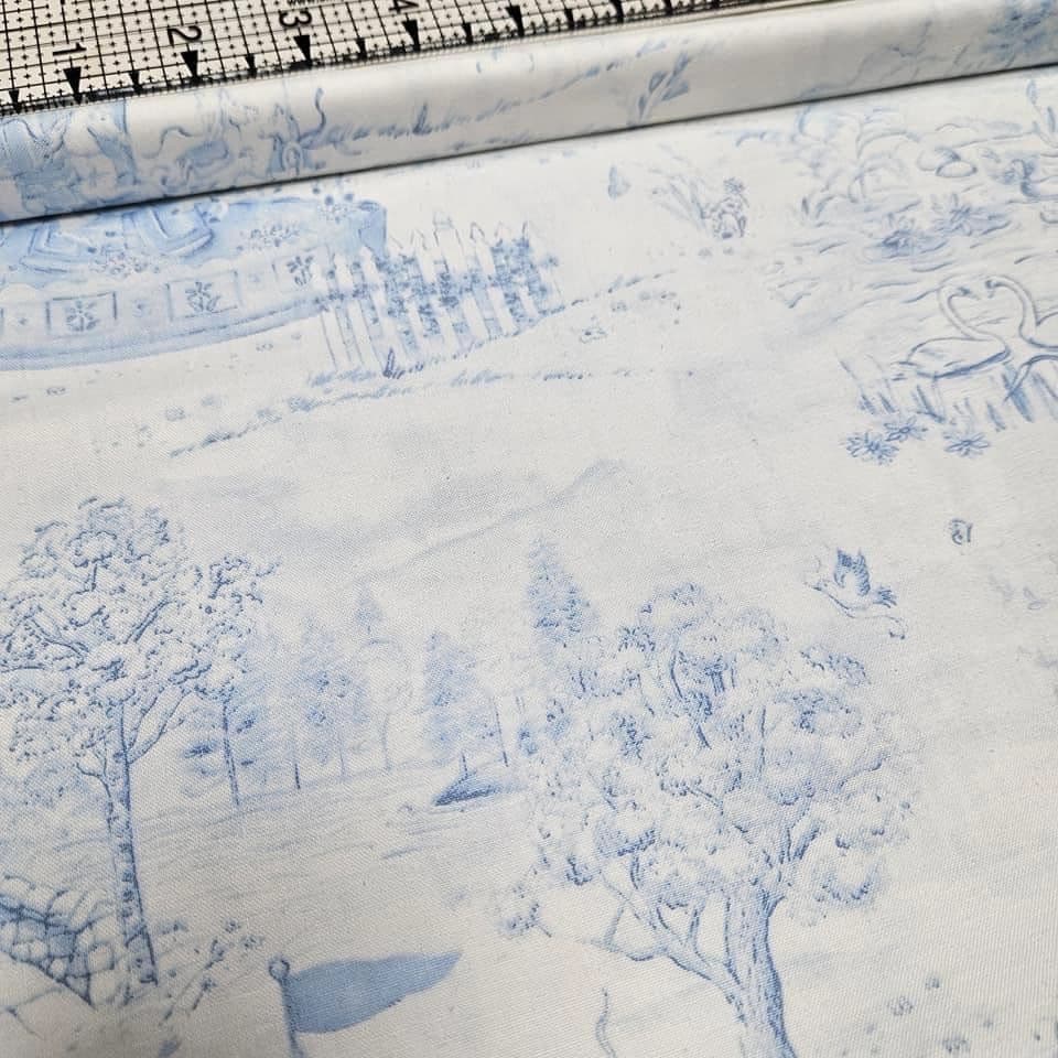 Wilmington Prints - Carousel Dreams Toile Blue 100% Cotton Fabric