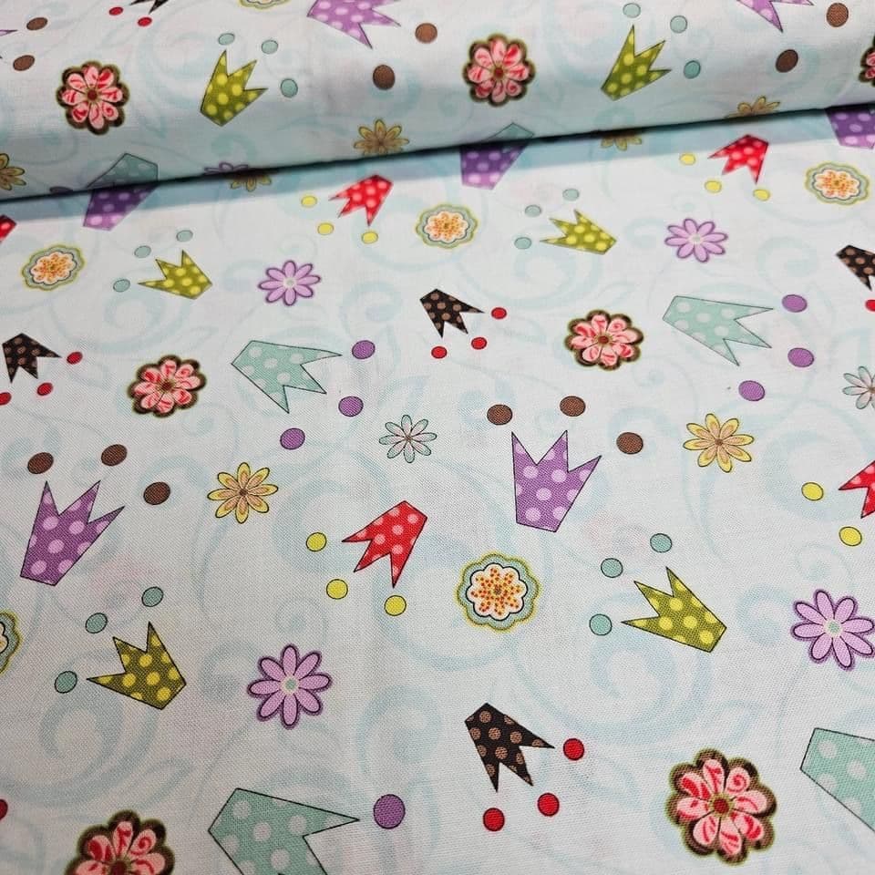 Wilmington Prints - Life is Tweet Princess Crowns 100% Cotton Fabric