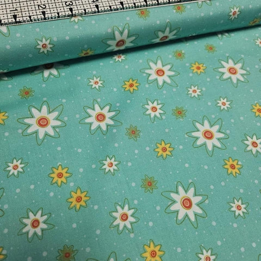 Wilmington Prints - Marmalade Cottage Flowers Turquoise 100% Cotton Fabric
